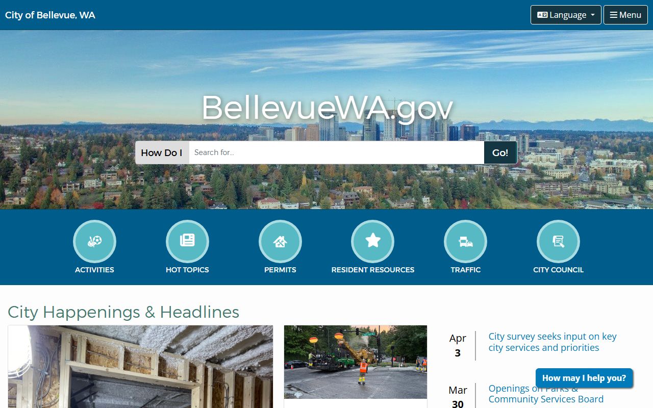 Bellevue Washington city website for marriage license records