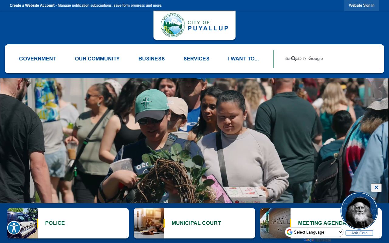 Puyallup Washington city website marriage license Pierce County