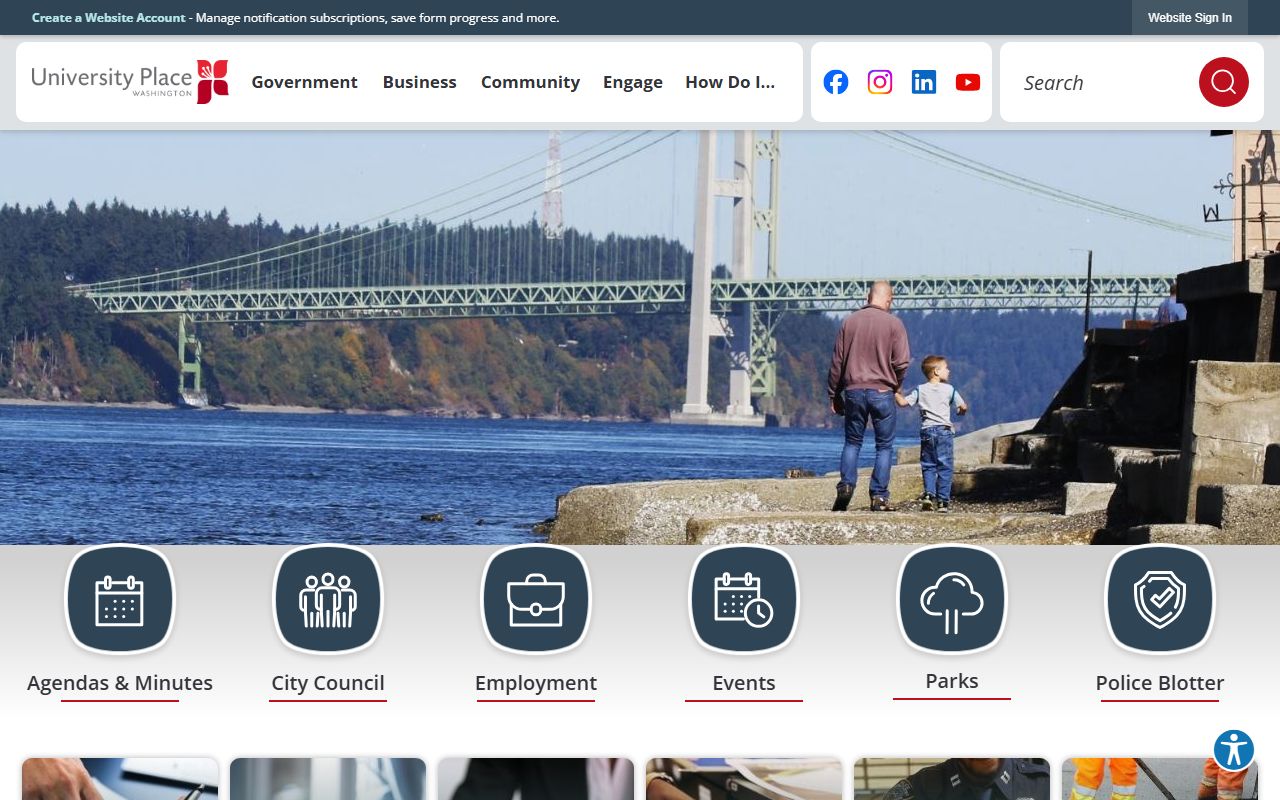 University Place city website for marriage license reference