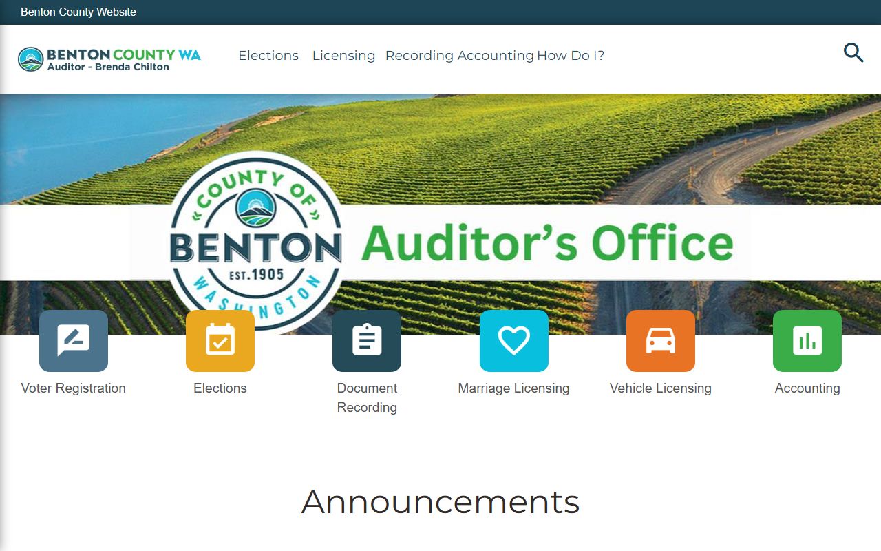 Benton County Auditor's Office marriage license records