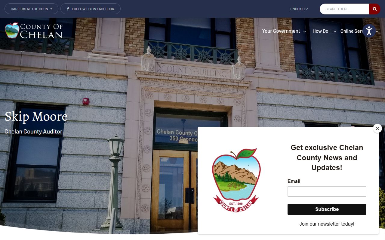 Chelan County Auditor office website for Wenatchee marriage license records