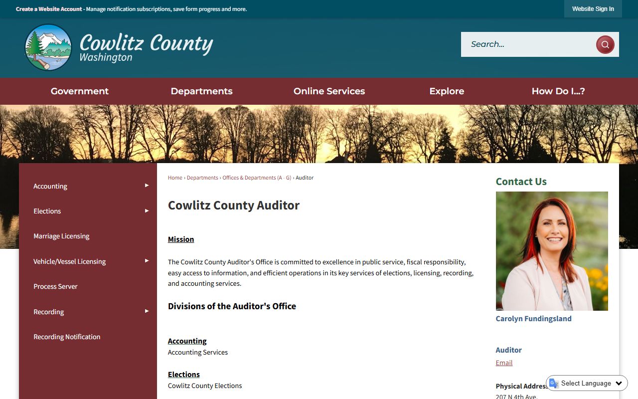 Cowlitz County Auditor Office marriage license records