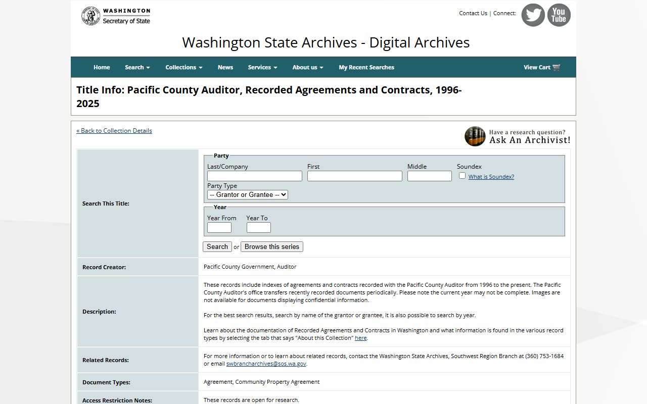 Washington State Digital Archives Grant County marriage records