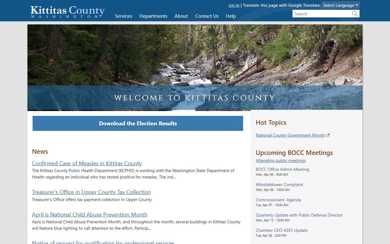 Kittitas County Washington official website for marriage license records