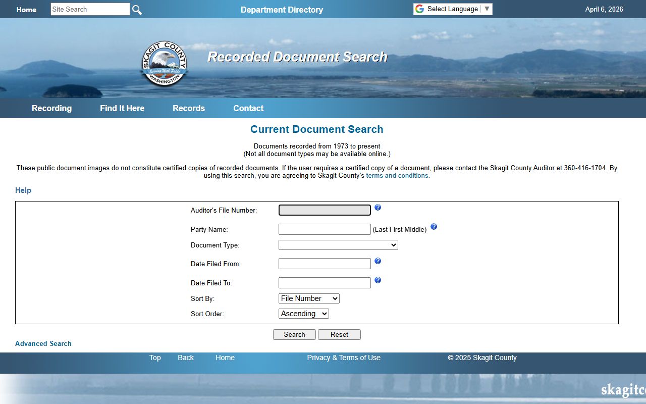 Skagit County recording search for marriage license records