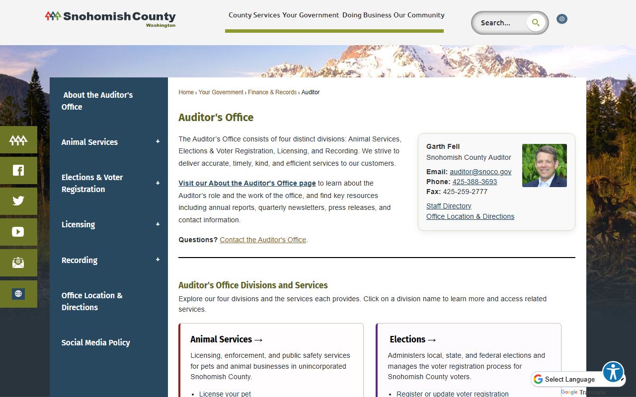 Snohomish County Auditor marriage license records